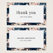 ネイビーウェーブ桜フローラ注文サンキューカード (正面&裏面)