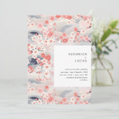 ネイビーウェーブ桜ブモダンロッ結婚ズ 招待状 (スタンド正面)