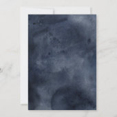 ネイビーウォーターの色、フローラ&ドレス、金ゴールドキンセアニェラ 招待状 (裏面)