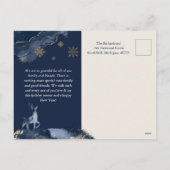 ネイビーウォーターカラーインク&ジュエリーウィンターナイトホリデー シーズンポストカード