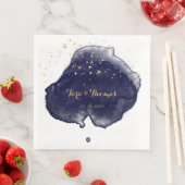 ネイビーウォーターカラーステイン金ゴールドインク（ばちゃばちゃ）跳ねる結婚ズ (インサイチュ)