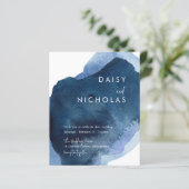 ネイビーウォーターカラーバジェット海ビーチ結婚式招待状 (スタンド正面)