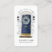 ネイビーウォーターカラーフロントドアリース写真&ロゴ 名刺 (正面)