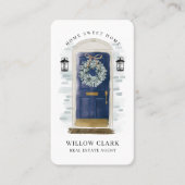 ネイビーウォーターカラーフロントドアリース実在エテート 名刺 (正面)