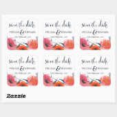 ネイビーウォーターカラーフローラセーブ・ザ・デート案内 スクエアシール (シート)