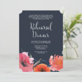 ネイビーウォーターカラーフローラリハーサルディナー招待状 招待状 (スタンド正面)