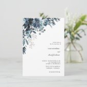 ネイビーウォーターカラーフローラ結婚式招待状 招待状