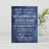 ネイビーウォーターカラーボヘミアンウェディング招待状 招待状 (スタンド正面)