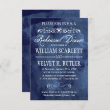 ネイビーウォーターカラーボヘミアンリハーサルディナー