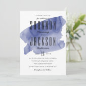 ネイビーウォーターカラー洗浄結婚式招待状 招待状 (スタンド正面)