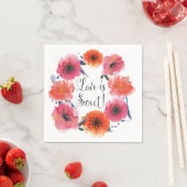 ネイビーウォーターカラー結婚フローラズスイートナプキンス スタンダードカクテルナプキン (インサイチュ)