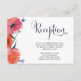 ネイビーウォーターフローラウェディングレセプションカード エンクロージャーカード