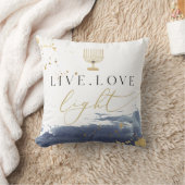 ネイビーウォーター色(ユダヤ教)メノラーライブラブライトハヌカー クッション (ブランケット)