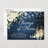 ネイビーウッド&ホワイトローズランタンプランの変更 ポストカード (正面/裏面)