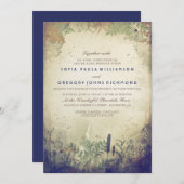 ネイビーウ素朴ッドランド結婚式招待状 招待状 (正面/裏面)