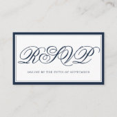 ネイビーエレガントとホワイトQR RSVP エンクロージャーカード (正面)