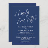 ネイビーエレガントな結婚式のパーティーの後に幸せに 招待状 (正面/裏面)