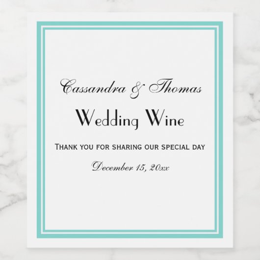 ネイビーエレガントアクアフレームHワインボトルラベル ワインラベル (シングルラベル)