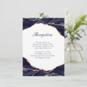 ネイビーエレガントアゲートバラ金ゴールドウェディングレセプション エンクロージャーカード (スタンド正面)
