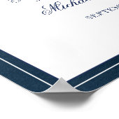 ネイビーエレガントウォータカラーモノグラム結婚の歓迎 ポスター (角)