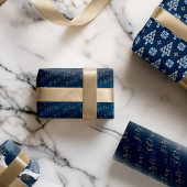 ネイビーエレガントウォーターカラーインク&ゴールデンジュエリー ラッピングペーパーシート