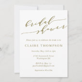 ネイビーエレガントウォーター色フローラ金ゴールドブライダルシャワー 招待状 (正面)