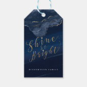 ネイビーエレガントウォーター・カラー・インク&ゴールデン・ジュエル ギフトタグ (正面)