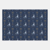 ネイビーエレガントウォーター・カラー・インク&ゴールデン・ジュエル ラッピングペーパーシート (正面2)