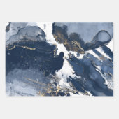 ネイビーエレガントウォーター・カラー・インク&ゴールデン・ジュエル ラッピングペーパーシート (正面)