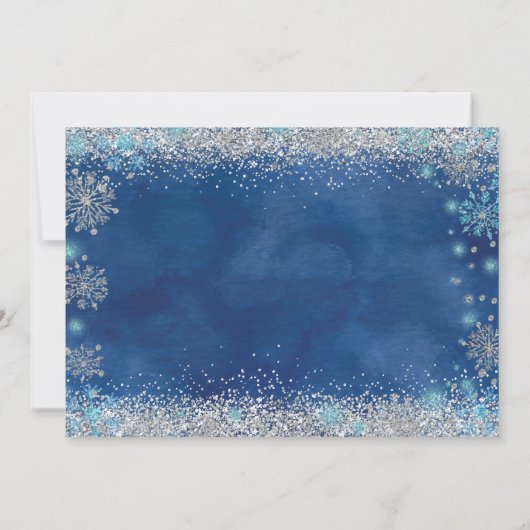 ネイビーエレガントクリスマスのMis Quince日付を保存 招待状 (裏面)