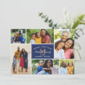 ネイビーエレガントクリスマスモノグラム写真コラージュ シーズンカード (スタンド正面)