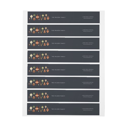 ネイビーエレガントグリーンクリスマスオーナメントスターデコール ラップアラウンドラベル (シート)