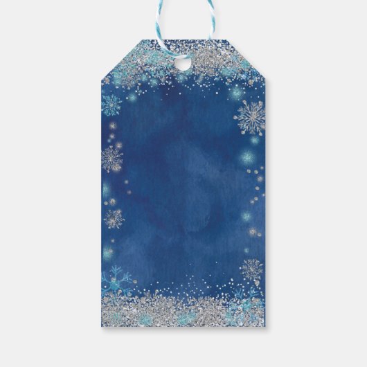 ネイビーエレガントシルバークリスマスミンス ギフトタグ (裏面)