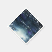 ネイビーエレガントシルバーグリッター結婚ズ スタンダードカクテルナプキン (角)