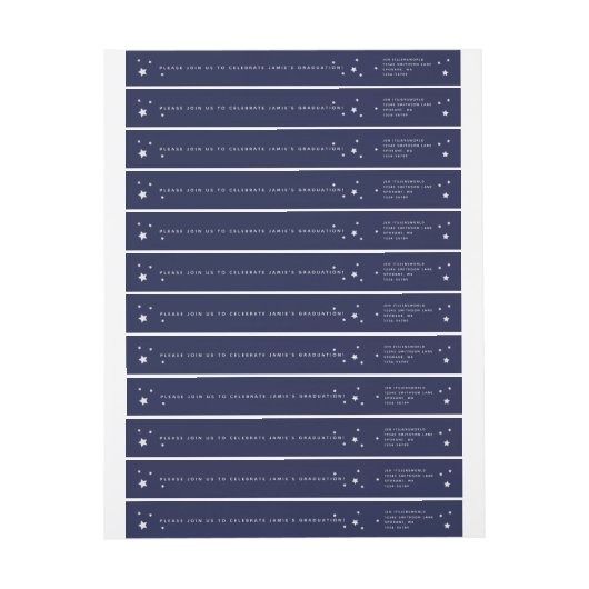 ネイビーエレガントスターズ周回住所 シール ラップアラウンドラベル (シート)