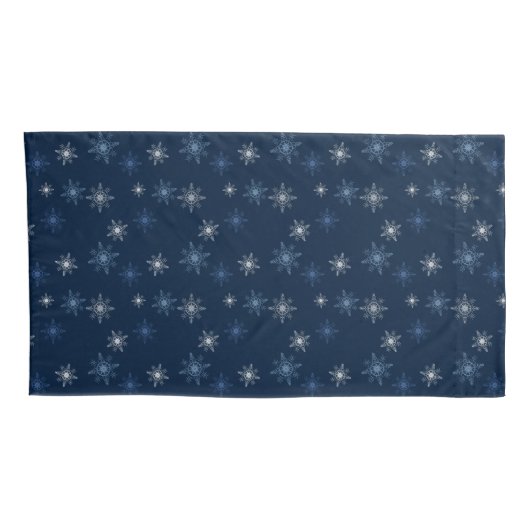 ネイビーエレガントスノーフレークキスウィンターマックS!!! 枕カバー (裏面-右)