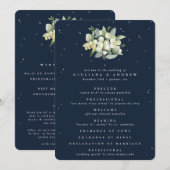 ネイビーエレガントスノーベリー+ユーカリ冬の結婚式 プログラム (正面/裏面)