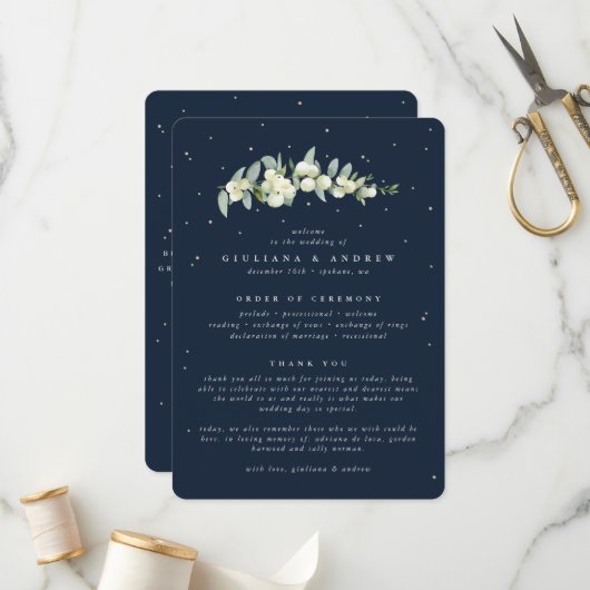 ネイビーエレガントスノーベリー+ユーカリ結婚ステムズ プログラム (正面/裏面インサイチュ)