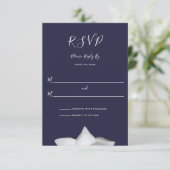 ネイビーエレガントズのホワイトマグノリア結婚フローラ 出欠カード (スタンド正面)