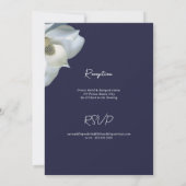 ネイビーエレガントズのホワイトマグノリア結婚フローラ 招待状 (裏面)