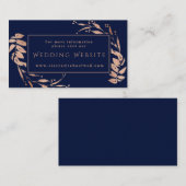 ネイビーエレガントズのWebサイト上のバラ結婚金ゴールドの葉 エンクロージャーカード (正面/裏面)