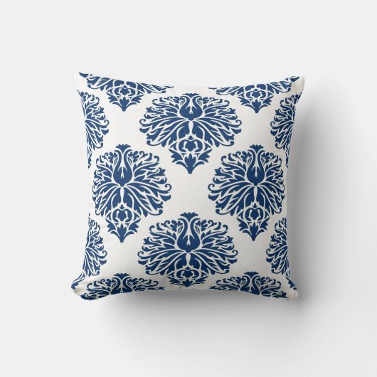 ネイビーエレガントダマスク クッション (正面)