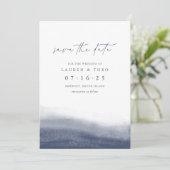 ネイビーエレガントテシンプルッド沿岸水色 セーブザデート (スタンド正面)