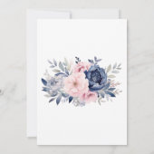 ネイビーエレガントピンクフローラ婚約パーティ 招待状 (裏面)