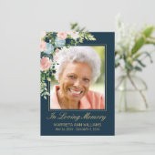 ネイビーエレガントピンクローズフローラ写真記念館 サンキューカード (スタンド正面)