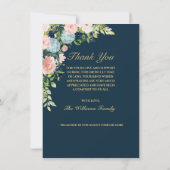 ネイビーエレガントピンクローズフローラ写真記念館 サンキューカード (裏面)