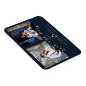 ネイビーエレガントピンク2枚の写真が洗練さ結婚れた マグネット (右側)