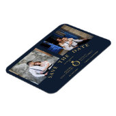 ネイビーエレガントピンク2枚の写真が洗練さ結婚れた マグネット (左側)