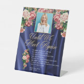 ネイビーエレガントフローラバラ写真葬儀詩 台座サイン (正面)