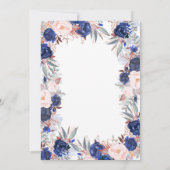 ネイビーエレガントフローラモダン婚約パーティ 招待状 (裏面)